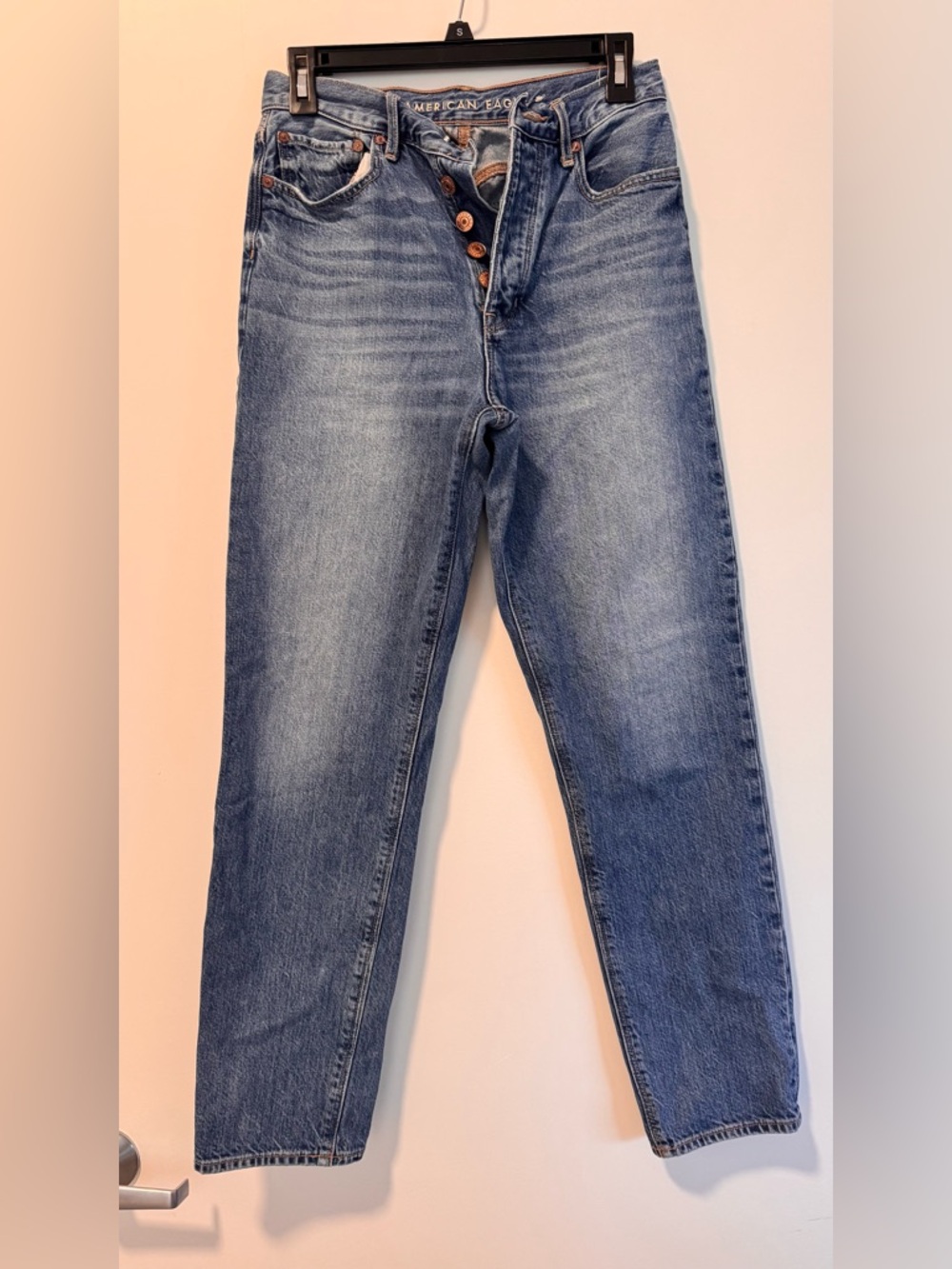 American Eagle Outfitters Medium Blue High-Rise 90-s Boyfriend Straight Jeans